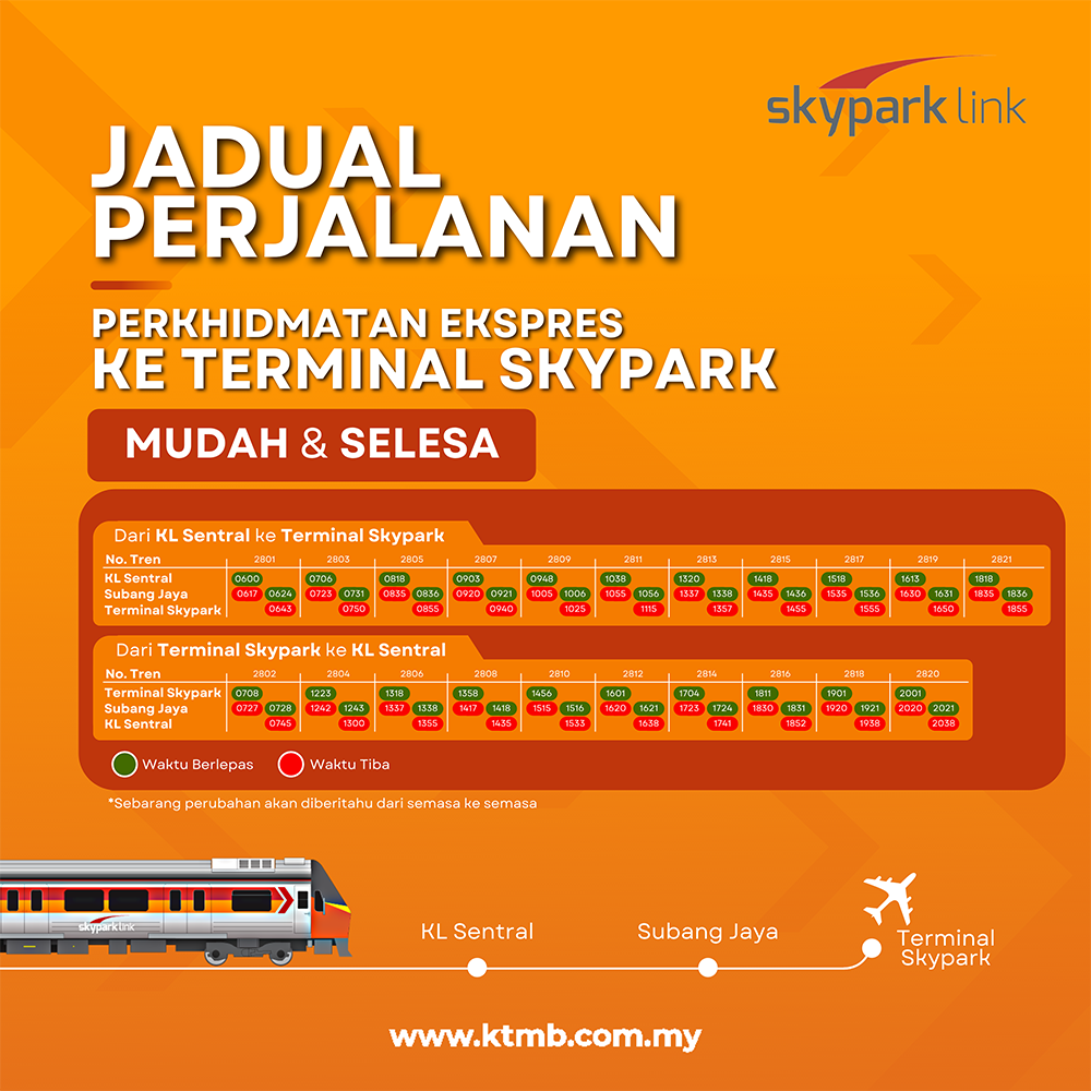 Looking for the Skypark Link service route & timetable? Check out the Skypark Link route & timetable throughout Malaysia and the station in between from our website