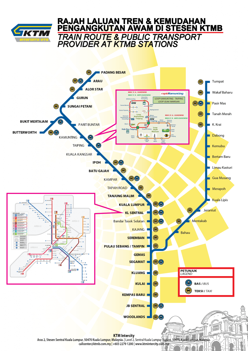 Looking for the Intercity service route/map? Check out the intercity route & map throughout Malaysia and the station in between from our website.